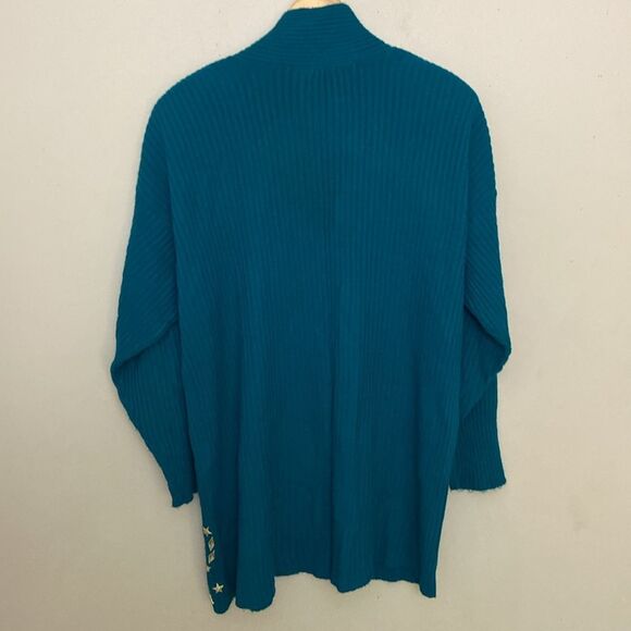 Vintage Rib Knit Rhinestone Embellished Shawl Collar Open Cardigan size OS Retro - Picture 2 of 12